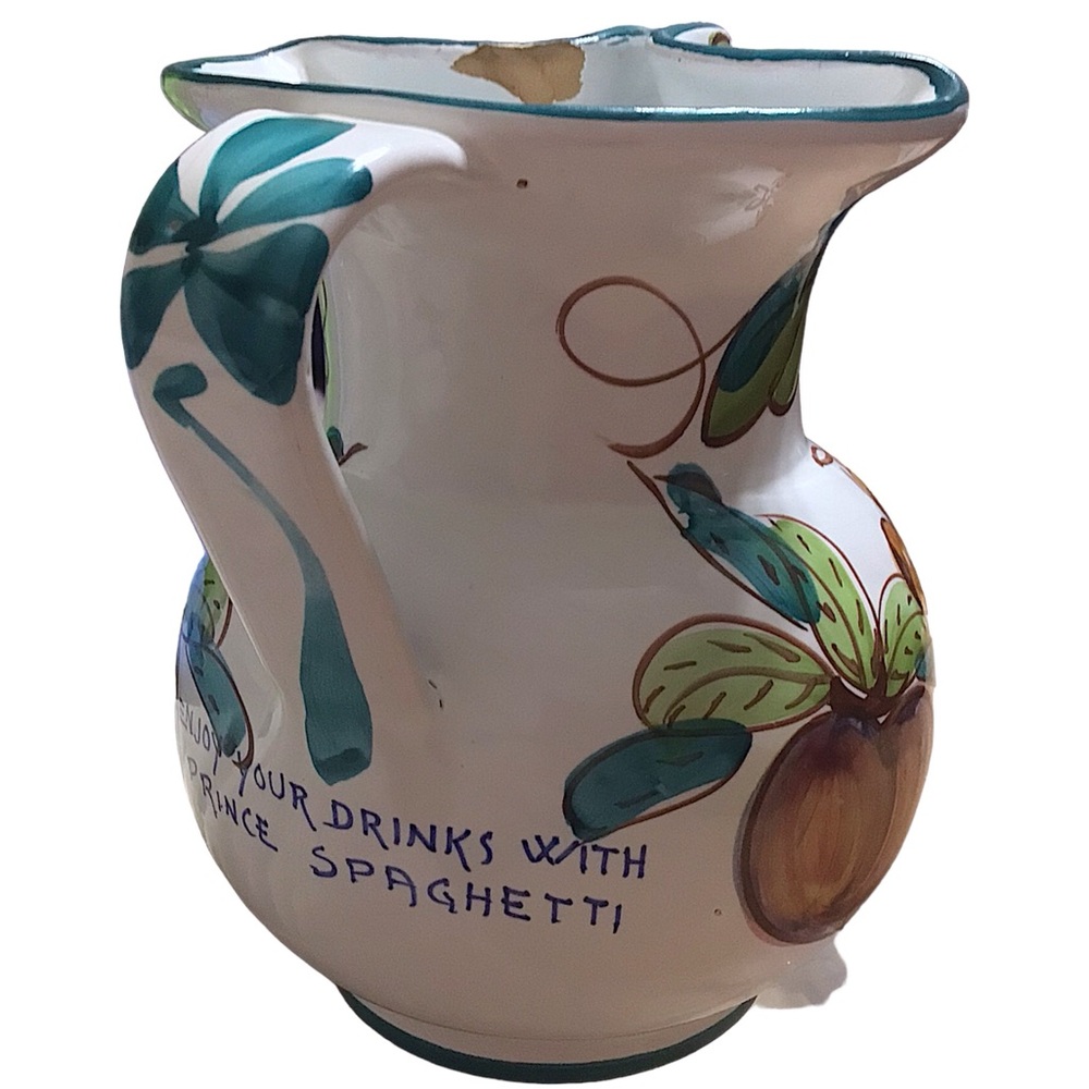 PRINCE MACARONI SPAGHETTI 1940s VINTAGE ITALIAN CERAMIC HAND-PAINTED PITCHER - Picture 11 of 12